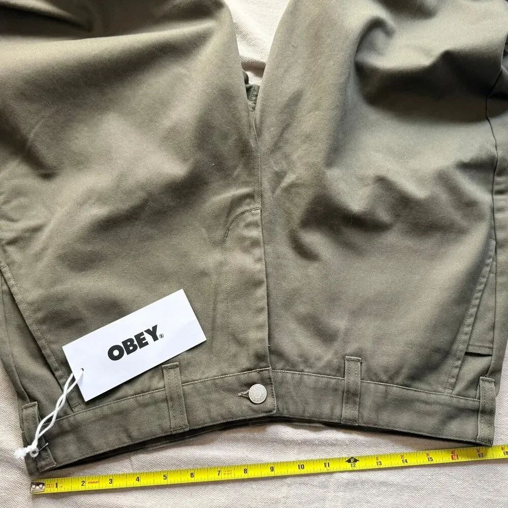 Obey Pants Men's 34X31 Olive Green Chinos Andre the Giant Shepard Fairey New